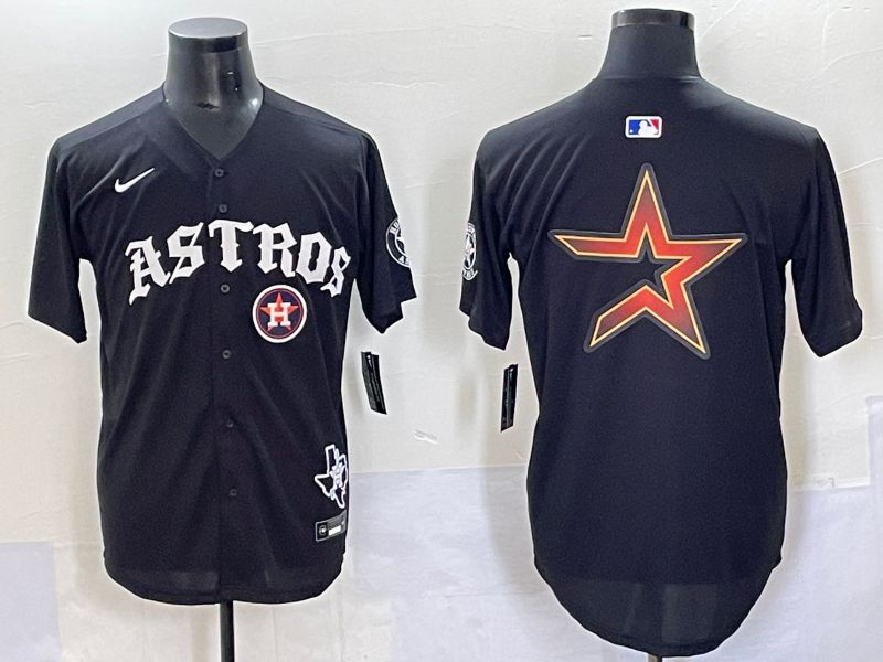 Men 2025 Houston Astros Blank Black Seven generations Joint Name Nike MLB Jersey style 16